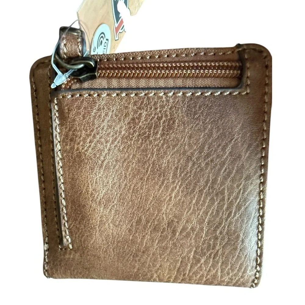 ( 3) New Justin Trenditions Brown Embroidered Wallet. RFID. Bundle of 3